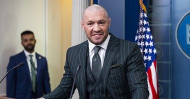 Irish mixed martial artist Conor McGregor speaks briefly to the media in the White House Press Briefing Room, Washington, U.S., March 17, 2025. (EPA Photo)