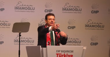 Istanbul Mayor Ekrem Imamoğlu speaks at an event in Erzincan, eastern Türkiye, March 16, 2025. (AA Photo)