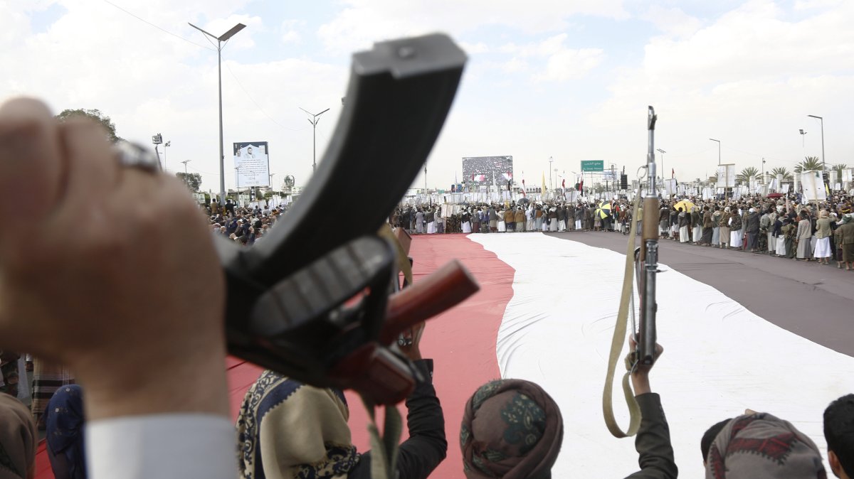 Thousands of people gather to protest against the attacks on Yemen ordered by U.S. President Donald Trump, al-Sabain Square, Sanaa, Yemen, March 17, 2025. (AA Photo)