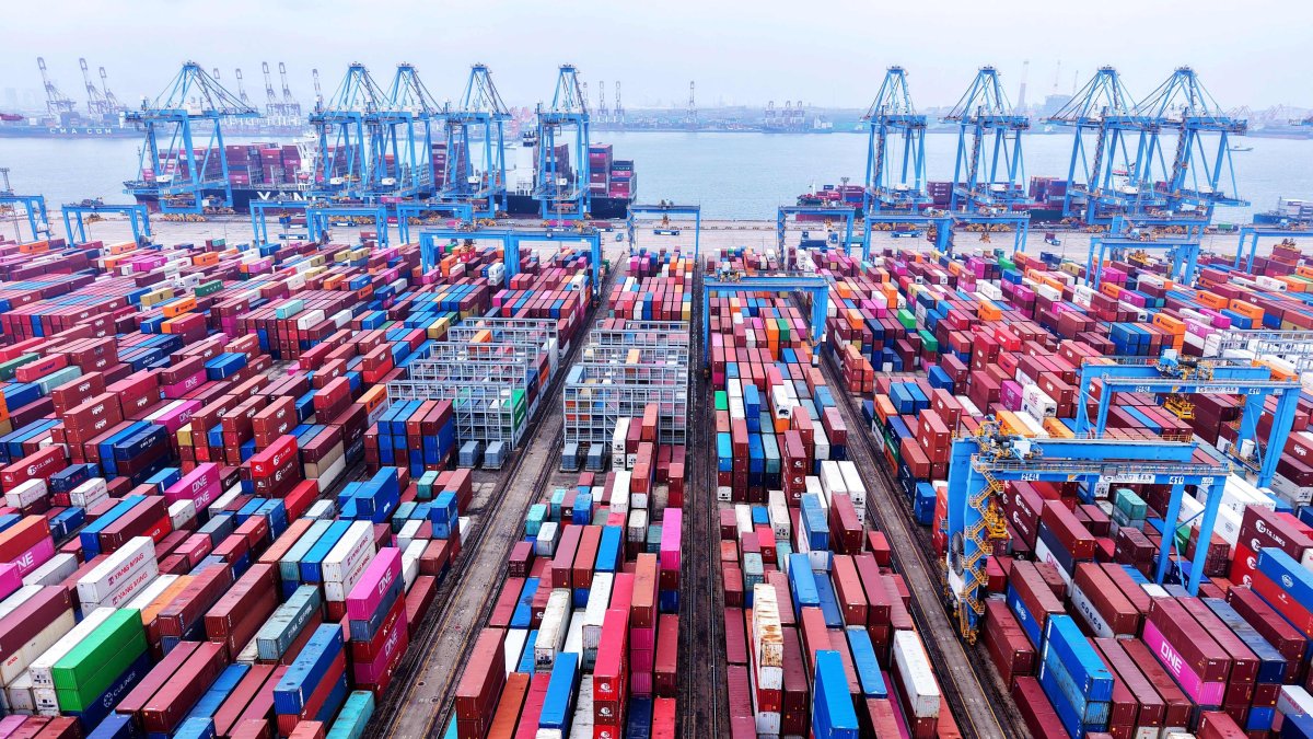 Containers are seen at the port in Qingdao, in Shandong province, China, March 4, 2025. (AFP Photo)