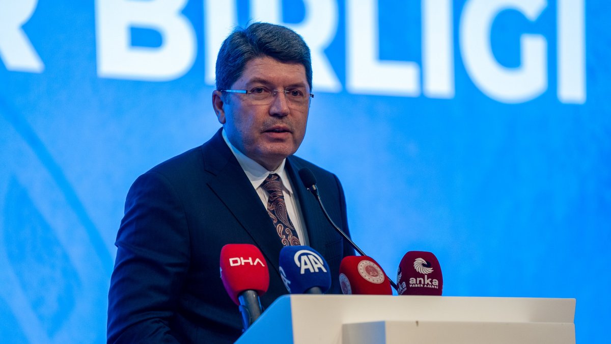 Justice Minister Yılmaz Tunç speaks at an event, Ankara, Türkiye, March 18, 2025. (AA Photo)
