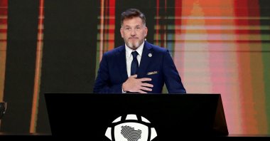 CONMEBOL President Alejandro Dominguez speaks during the Copa Libertadores group stage draw at the Conmebol Headquarters, Luque, Paraguay, March 17, 2025. (Reuters Photo)