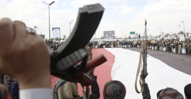 Thousands of people gather to protest against the attacks on Yemen ordered by U.S. President Donald Trump, al-Sabain Square, Sanaa, Yemen, March 17, 2025. (AA Photo)