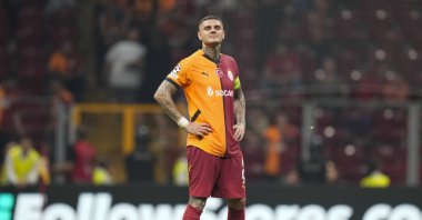 Galatasaray's Mauro Icardi looks dejected following his team's Champions League playoff second-leg match loss to Young Boys, Istanbul, Türkiye, Aug. 27, 2024. (AP Photo)