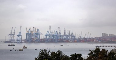 Container cranes are seen at the Ambarlı Port in Istanbul, Türkiye, Feb. 17, 2025. (Reuters Photo)