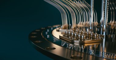 A close-up of a quantum computer&#039;s components. (Shutterstock Photo)