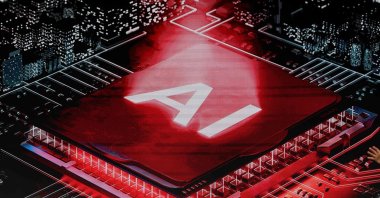 A screen displays an artificial intelligence processor during the Mobile World Congress (MWC), Barcelona, Spain, March 3, 2025. (AFP Photo)