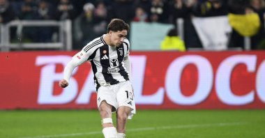 Juventus&#039; Kenan Yıldız has his penalty saved during the Coppa Italia quarterfinal match against Empoli at the Allianz Stadium, Turin, Italy, Feb. 26, 2025. (Reuters Photo)