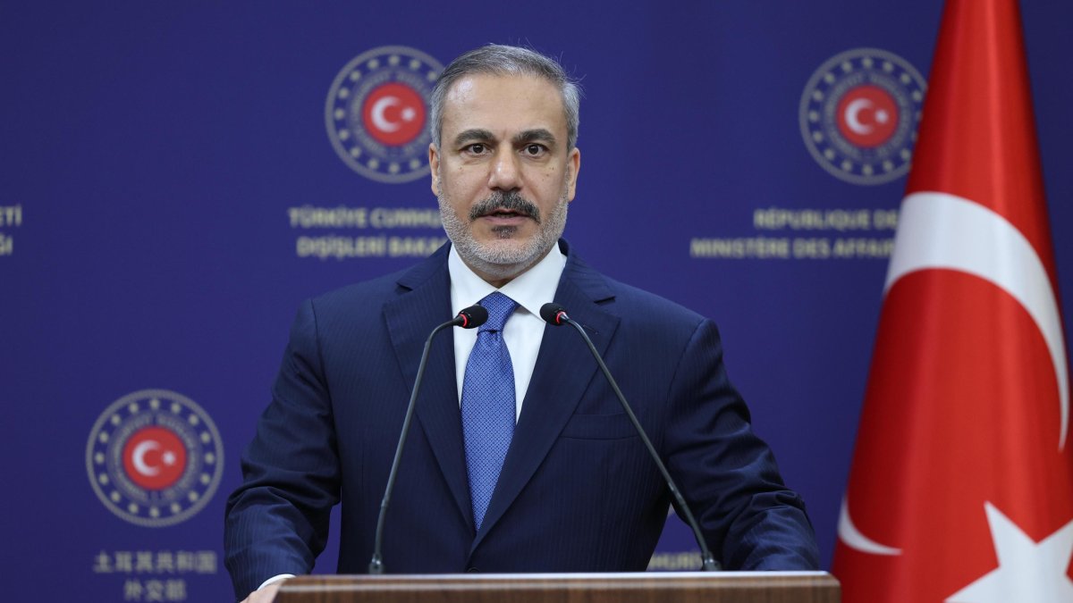 Foreign Minister Hakan Fidan speaks at a joint news conference with his Hungarian counterpart Peter Szijjarto in the capital, Ankara, Türkiye, March 21, 2025. (AA Photo)