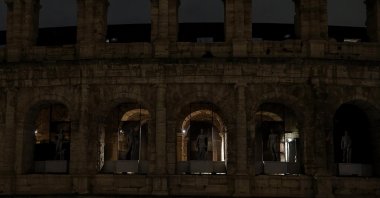 The Colosseum&#039;s lights are turned off before the environmental campaign Earth Hour, Rome, Italy, March 22, 2025. (EPA Photo)
