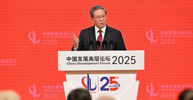 Chinese Premier Li Qiang speaks during the opening ceremony of the China Development Forum at the Diaoyutai State Guesthouse in Beijing, China, March 23, 2025. (AFP Photo)