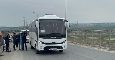 A minibus carrying suspects arrives in a prison, Istanbul, Türkiye, March 23, 2025. (DHA Photo)