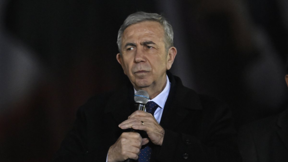 Ankara Mayor Mansur Yavaş speaks at an event in the capital Ankara, Türkiye, March 23, 2025. (AA Photo)