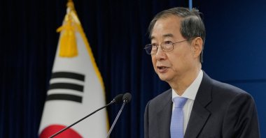 South Korean acting President Han Duck-soo speaks during a briefing in Seoul, South Korea, March 24, 2025. (AFP Photo)