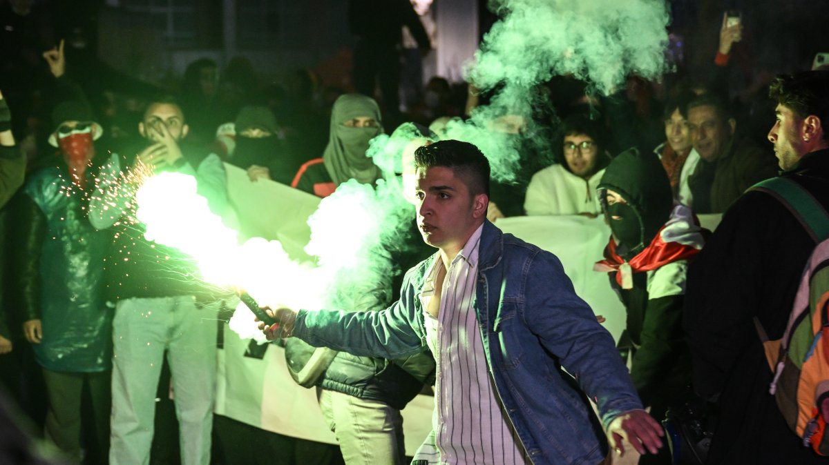 A rioter throws projectiles at police, Ankara, Türkiye, March 24, 2025. (AA Photo)