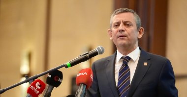 Republican People’s Party (CHP) Chairperson Özgür Özel gives a speech during the Istanbul Metropolitan Municipality (IBB) iftar program with relatives of fallen soldiers and veterans, Şişli, Istanbul, Türkiye, March 25, 2025. (AA Photo)