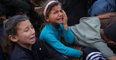 Relatives mourn Palestinian Al Jazeera journalist Hussam Shabat during his funeral at the Indonesian Hospital in Beit Lahia, northern Gaza Strip, Palesitne, March 24, 2025. (AFP Photo)