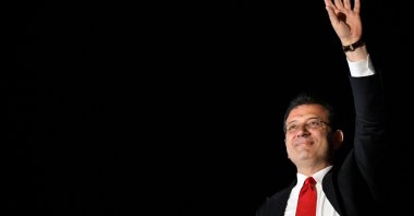 Istanbul Mayor Ekrem İmamoğlu waves at an event, Istanbul, Türkiye, March 31, 2024. (AFP Photo)