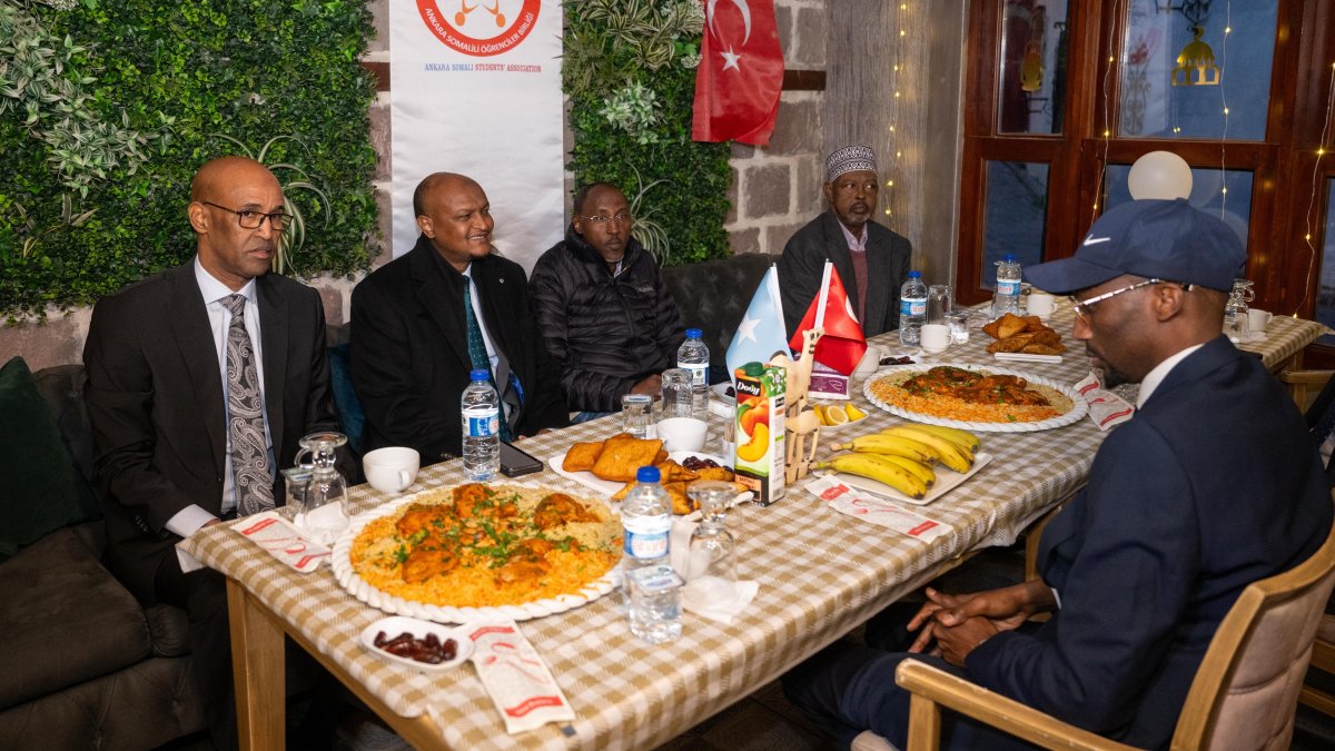 Somalia&#039;s Ambassador to Türkiye Fathudin Ali Mohamed (L) attends an iftar event during the holy month of Ramadan, Ankara, Türkiye, March 24, 2025. (AA Photo)