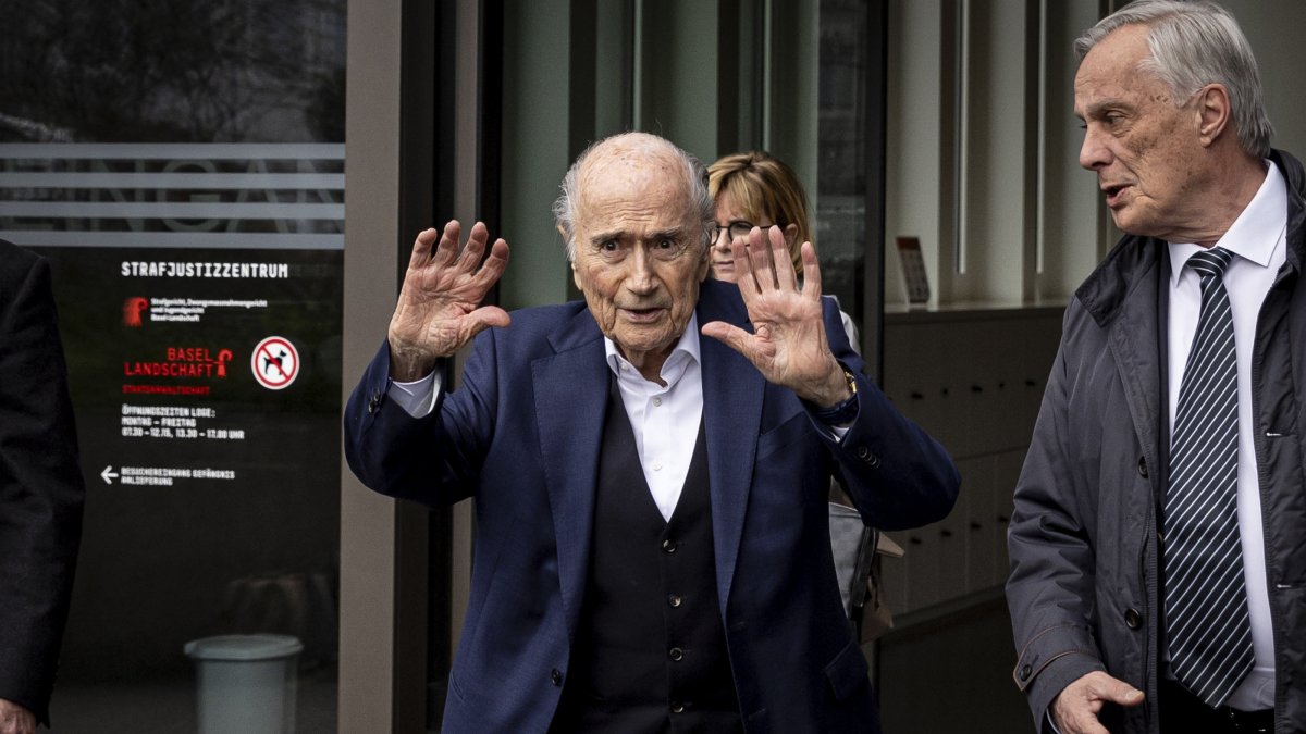 Former FIFA President Sepp Blatter reacts after the Swiss court clears him in appeal over suspected fraudulent payments, Muttenz, Switzerland, March 25, 2025. (AFP Photo)