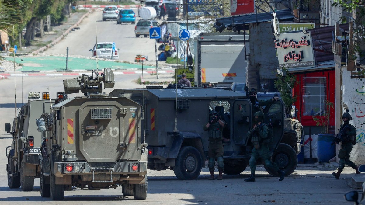 Israeli forces at a raid at the Balata refugee camp east of Nablus, West Bank, Palestine, March 24, 2025. (AFP Photo)