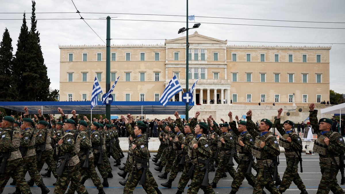 Greek military personnel march during a military parade marking Greece&#039;s Independence Day, Athens, Greece, March 25, 2025. (Reuters Photo)