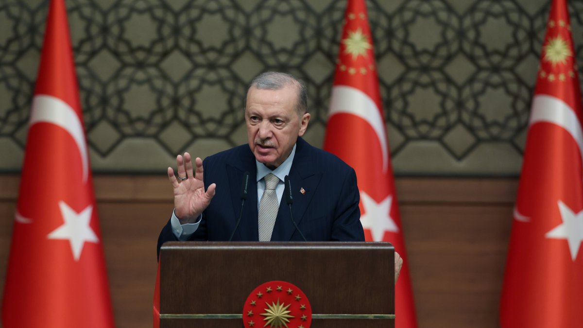 President Recep Tayyip Erdoğan speaks during the event to introduce the 2030 Industry and Technology Strategy, Ankara, Türkiye, March 26, 2025. (IHA Photo)