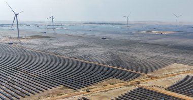 Solar panels installed at the Adani Green Renewable Energy Plant in Khavda, Gujarat state, India, Oct. 15, 2024. (AFP Photo)