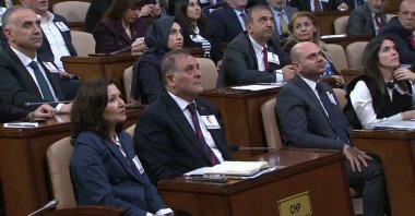 The 314-member Istanbul Metropolitan Municipality (IBB) council, where the CHP holds a majority, elected the party&#039;s Nuri Aslan (C) to run the city. (IHA Photo)