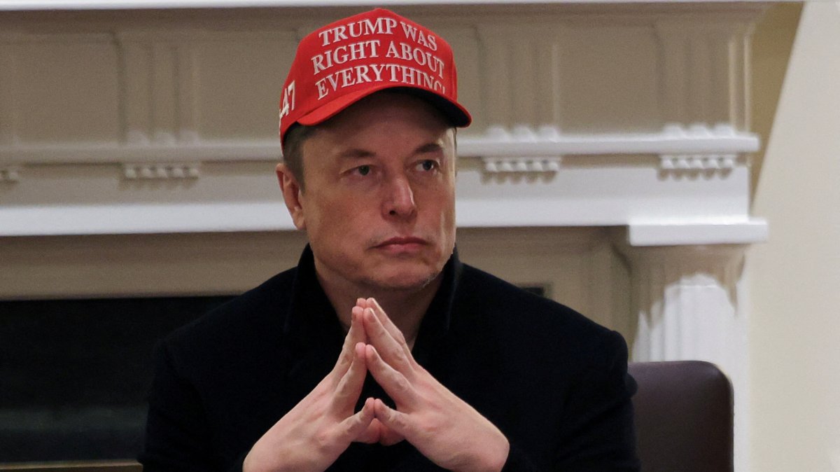 Tesla CEO Elon Musk wears a &quot;Trump Was Right About Everything!&quot; hat while attending a Cabinet meeting at the White House, Washington, U.S., March 24, 2025. (Reuters Photo)