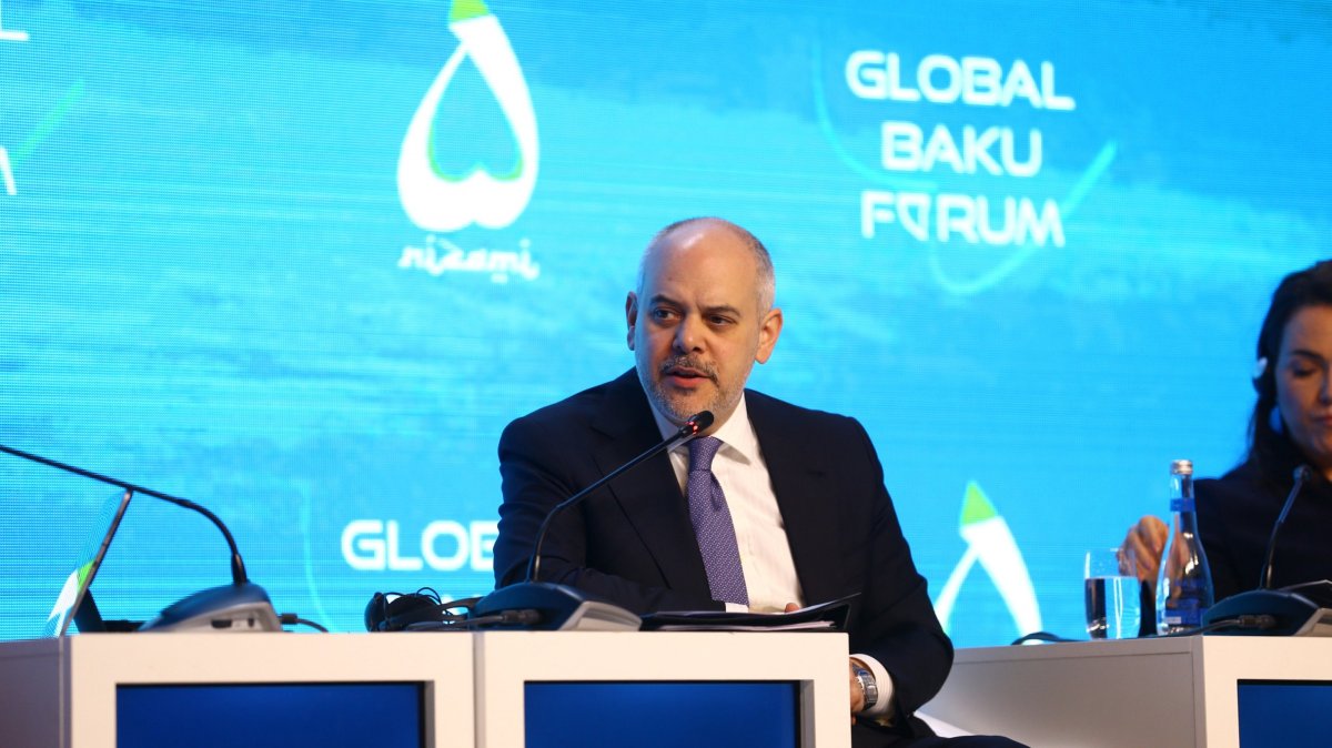 Akif Çağatay Kılıç, the president&#039;s chief adviser on foreign policy and security, speaks at an event, Baku, Azerbaijan, March 13, 2025. (AA Photo)