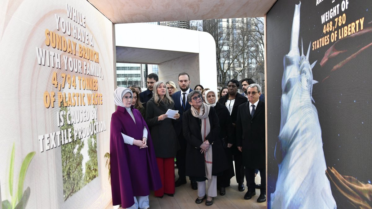 First lady Emine Erdoğan visits a zero waste exhibition, New York City, U.S., March 27, 2025. (AA Photo)