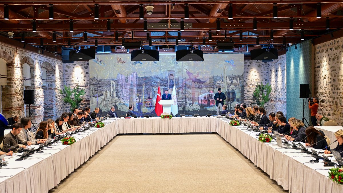 Justice Minister Yılmaz Tunç addresses journalists, Istanbul, Türkiye, Mar. 27, 2025. (AA Photo)