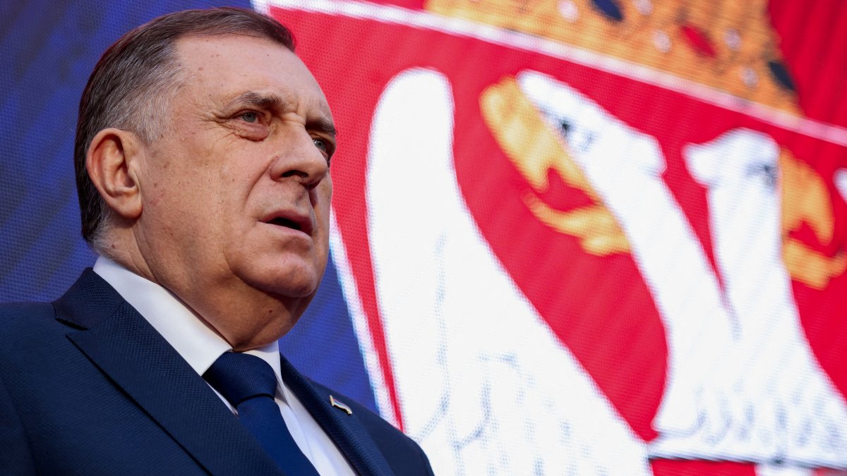 Republika Srpska leader Milorad Dodik attends a protest in Banja Luka, Bosnia and Herzegovina, Feb. 25, 2025. (Reuters Photo)