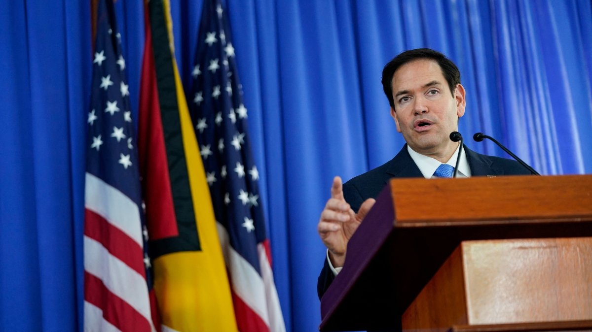 U.S. Secretary of State Marco Rubio speaks during a press conference with Guyanese President Mohamed Irfaan Ali (not pictured), in Georgetown, Guyana, March 27, 2025. (Reuters Photo)