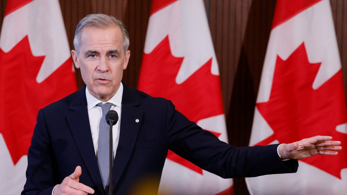Canada&#039;s Prime Minister Mark Carney takes part in a press conference to discuss a response to U.S. President Donald Trump&#039;s new tariffs, Ottawa, Ontario, Canada, March 27, 2025. (Reuters Photo)
