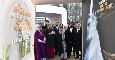 First lady Emine Erdoğan visits a zero waste exhibition, New York City, U.S., March 27, 2025. (AA Photo)