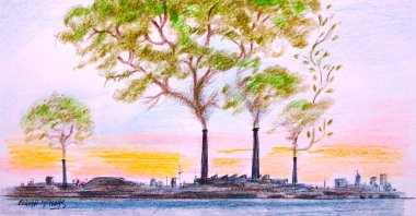 &quot;Türkiye’s response to climate change is characterized by a multi-pronged approach, integrating renewable energy investments, water conservation strategies and a rapidly evolving circular economy.&quot; (Illustration by Erhan Yalvaç)