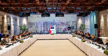 Justice Minister Yılmaz Tunç addresses journalists, Istanbul, Türkiye, Mar. 27, 2025. (AA Photo)