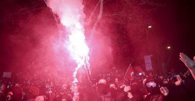 Rioters confront police, Istanbul, Türkiye, March 25, 2025. (AA Photo)
