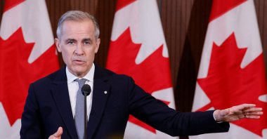 Canada&#039;s Prime Minister Mark Carney takes part in a press conference to discuss a response to U.S. President Donald Trump&#039;s new tariffs, Ottawa, Ontario, Canada, March 27, 2025. (Reuters Photo)