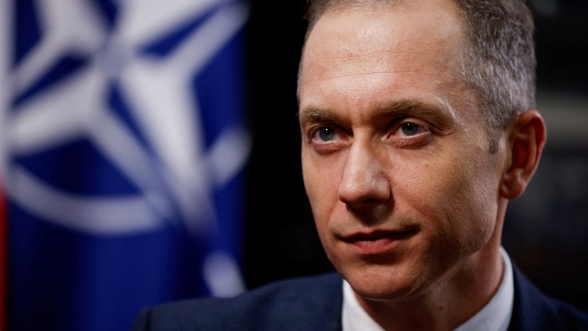 Polish Deputy Defense Minister Cezary Tomczyk looks on during an interview in Warsaw, Poland, July 9, 2024. (Reuters Photo)