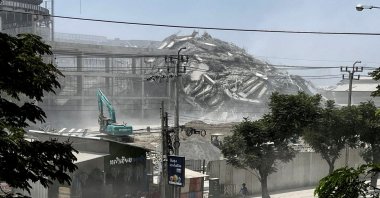 View of a collapsed building after a strong earthquake struck central Myanmar and Thailand, Bangkok, Thailand, March 28, 2025. (Reuters Photo)