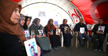 Families whose children have been abducted by the PKK are seen in eastern Diyarbakır province, Türkiye, March 26, 2025 (AA Photo)