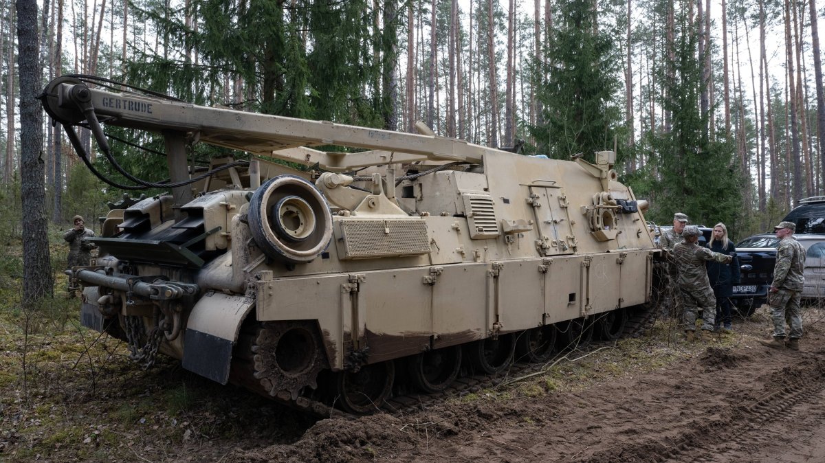 Rescue operations at the General Silvestras Zukauskas training ground as the search for four missing U.S. soldiers continues, Pabrade, Lithuania, March 28, 2025. (EPA Photo)