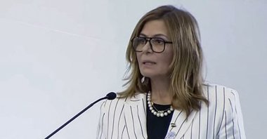 Syria&#039;s new Social Affairs and Labor Minister Hind Kabawat, during an official ceremony, Damascus, Syria, March 29, 2025. (AFP Photo)