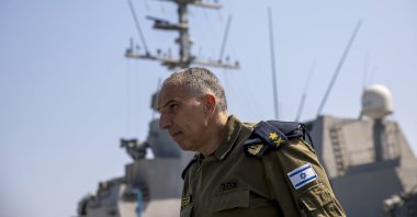 Eli Sharvit arrives on board the Israeli Navy Ship Atzmaut in the Mediterranean Sea, Sept. 1, 2021. (AP Photo)