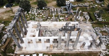 An aerial view of the Zeus Temple in Milas, Muğla, southwestern Türkiye, March 29, 2025. (AA Photo)