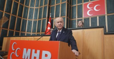 Nationalist Movement Party (MHP) leader Devlet Bahçeli speaks at his party's parliamentary group meeting in the capital, Ankara, Türkiye, Jan. 7, 2025. (AA Photo)