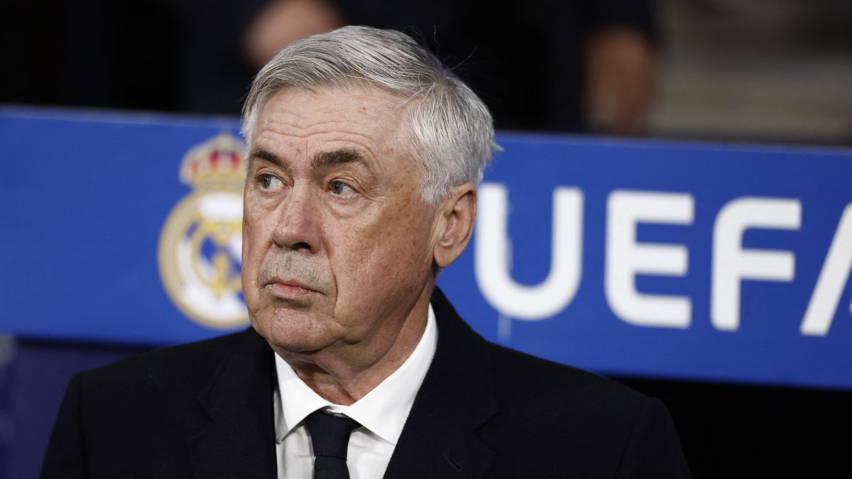Real Madrid coach Carlo Ancelotti before the Champions League round of 16 second leg match against Atletico Madrid at the Metropolitano, Madrid, Spain, March 12, 2025. (Reuters Photo)